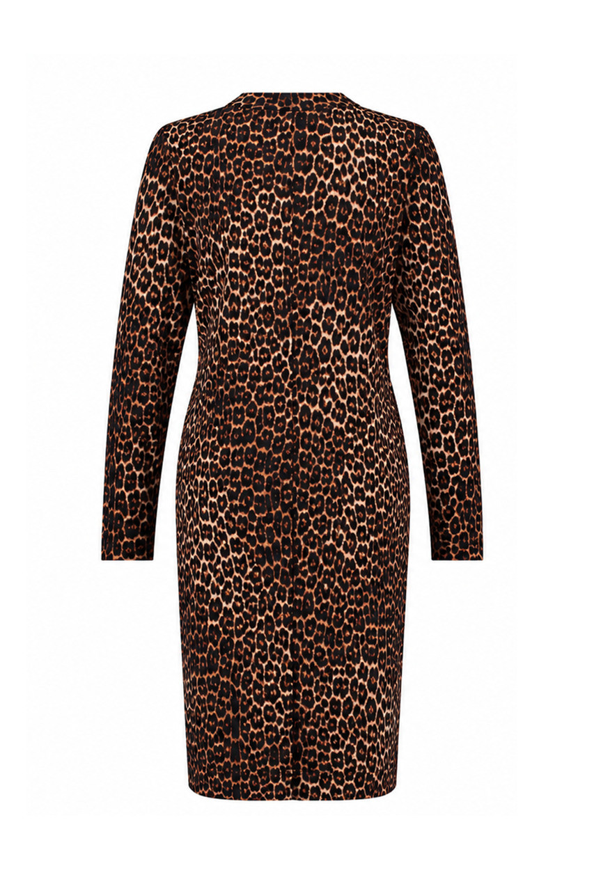 Studio Anneloes Simplicity Leopard Dress Multicolor, midi-jurk met multicolor luipaardprint en vloeiende pasvorm